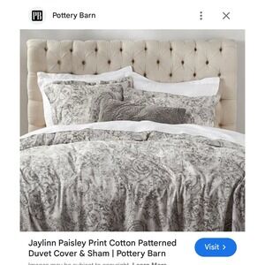 Pottery Barn Jaylinn Paisley Print STANDARD Pillow Sham Gray Cotton/ Linen (1)